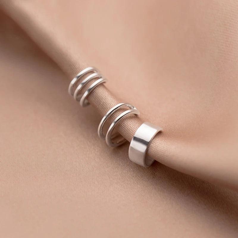 MloveAcc 925 Silver 2/3 Layers Ear Cuff Clip Earrings