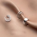 MloveAcc 925 Silver 2/3 Layers Ear Cuff Clip Earrings