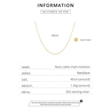 925 Sterling Silver Cable Chain Necklace Pendant for Women