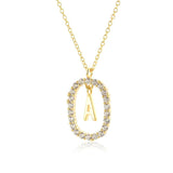 925 Silver Zircon Alphabet A-Z Pendant Long Chain Necklace Women Initial Choker