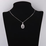 925 Silver Zircon Oval Round Spin Line Necklace For Women