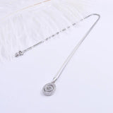 925 Silver Zircon Oval Round Spin Line Necklace For Women