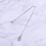 925 Silver Zircon Oval Round Spin Line Necklace For Women