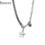 QUEENKISS NC661 Star Smiley 925 Sterling Silver Pendant Necklace