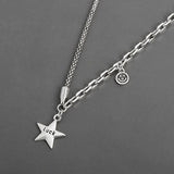 QUEENKISS NC661 Star Smiley 925 Sterling Silver Pendant Necklace
