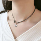 QUEENKISS NC661 Star Smiley 925 Sterling Silver Pendant Necklace