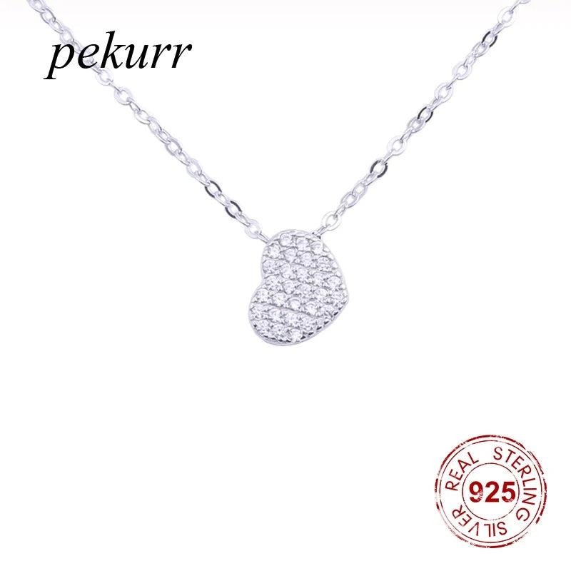 925 Silver Zircon Heart Necklace for Women