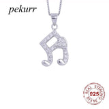 925 Silver Zircon Heart Musical Note Necklace For Women