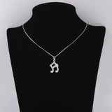 925 Silver Zircon Heart Musical Note Necklace For Women