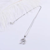 925 Silver Zircon Heart Musical Note Necklace For Women