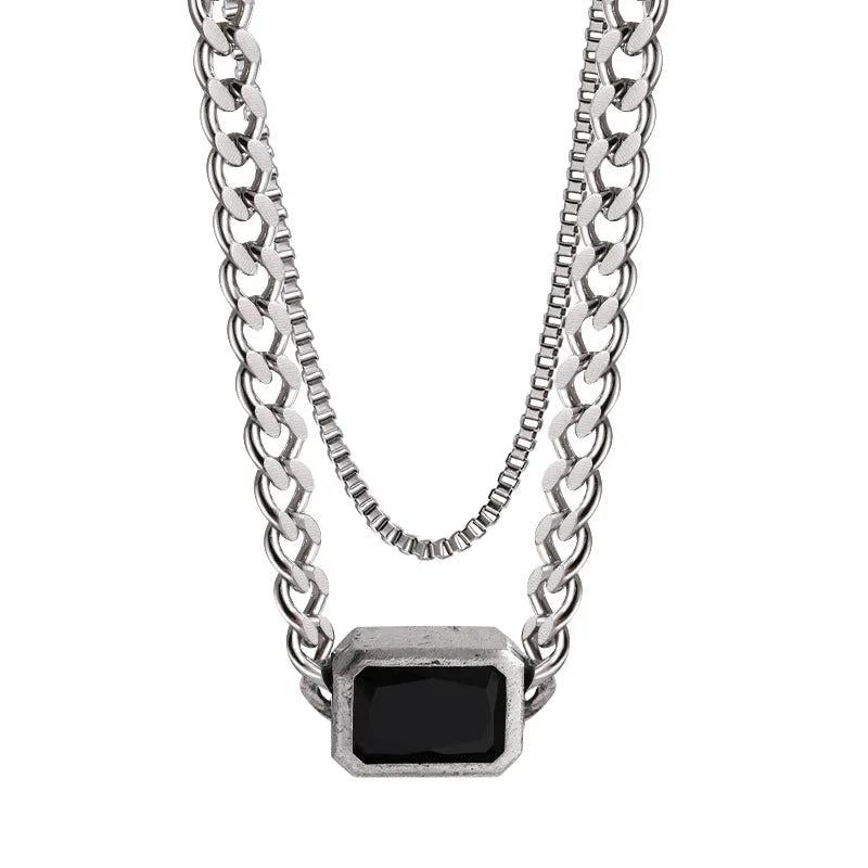 NC772 Double-layer Pendant Necklace Hip-hop Jewelry Gift