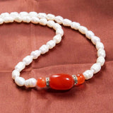 Freshwater Pearl Necklace Red Agate Jewelry Gift