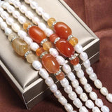 Freshwater Pearl Necklace Red Agate Jewelry Gift
