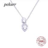 925 Silver Zircon Round Gems & Heart Necklaces For Women