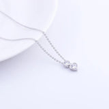 925 Silver Zircon Round Gems & Heart Necklaces For Women