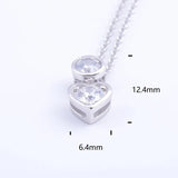 925 Silver Zircon Round Gems & Heart Necklaces For Women