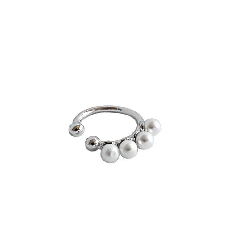 S925 Circle Pearl Clip Earrings Ear Cuff Women 1pc