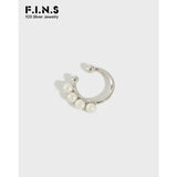S925 Circle Pearl Clip Earrings Ear Cuff Women 1pc