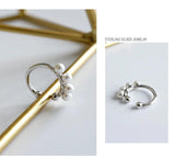 S925 Circle Pearl Clip Earrings Ear Cuff Women 1pc