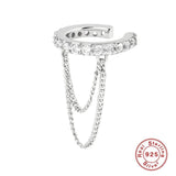 925 Silver Zircon Chain Cuffs Earring For Women
