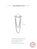 925 Silver Zircon Chain Cuffs Earring For Women