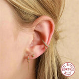 925 Silver Zircon Chain Cuffs Earring For Women