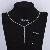 Geometric 925 Silver Long Y Branch Bead Necklaces For Women