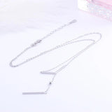 Geometric 925 Silver Long Y Branch Bead Necklaces For Women