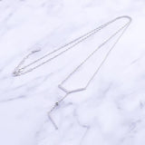 Geometric 925 Silver Long Y Branch Bead Necklaces For Women