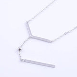 Geometric 925 Silver Long Y Branch Bead Necklaces For Women