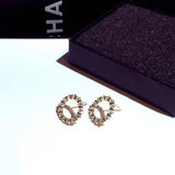 JUWANG Round Micro Inlaid Rhinestone Earrings