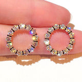 JUWANG Round Micro Inlaid Rhinestone Earrings