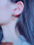 JUWANG Round Micro Inlaid Rhinestone Earrings
