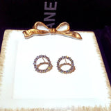 JUWANG Round Micro Inlaid Rhinestone Earrings