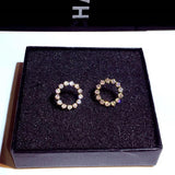 JUWANG Round Micro Inlaid Rhinestone Earrings