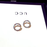 JUWANG Round Micro Inlaid Rhinestone Earrings