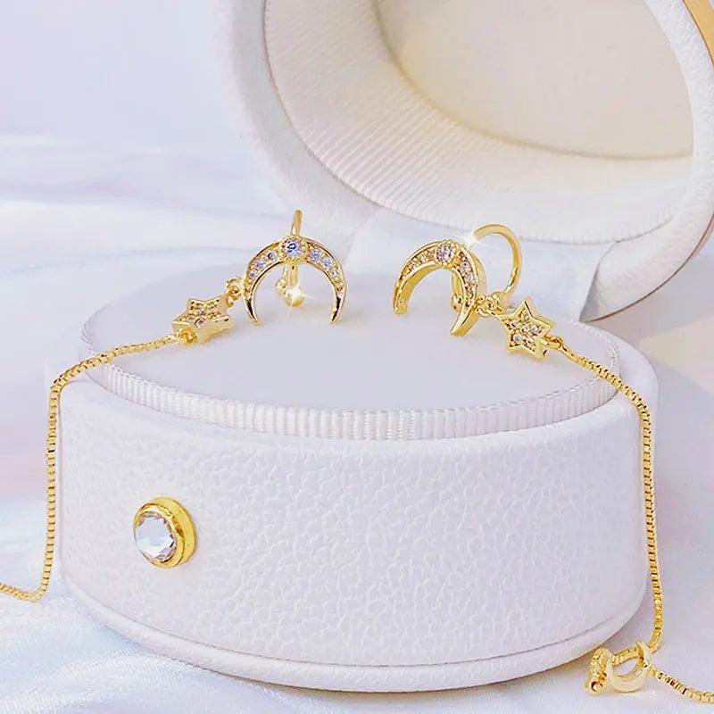 JUWANG Star Moon Goddess 14K Earring for Women