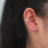 Trustdavis 925 Silver Geometric Love Heart Ear Cuff Clip Earrings DS2338