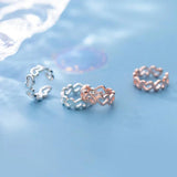 Trustdavis 925 Silver Geometric Love Heart Ear Cuff Clip Earrings DS2338
