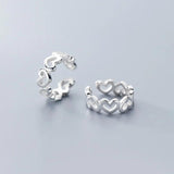 Trustdavis 925 Silver Geometric Love Heart Ear Cuff Clip Earrings DS2338