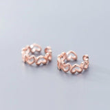 Trustdavis 925 Silver Geometric Love Heart Ear Cuff Clip Earrings DS2338