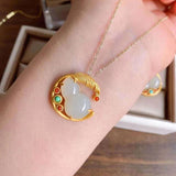 Handmade Hetian Chalcedony Gourd Pendant Necklace