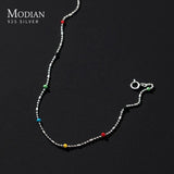 925 Silver Rainbow Crystal Necklace Long Chain Choker Fine Jewelry