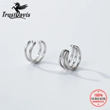 Trustdavis 925 Sterling Silver Asymmetric Ear Cuff Clip Earrings