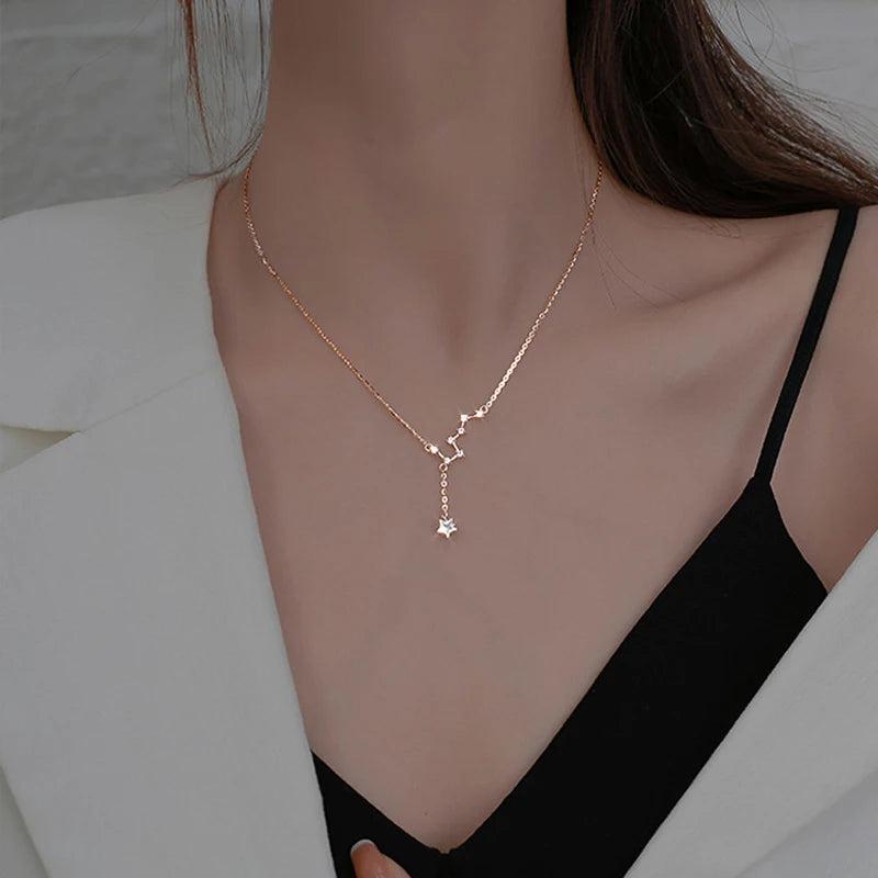 925 Silver Necklace Women Rosegold Dipper Tassel Jewelry