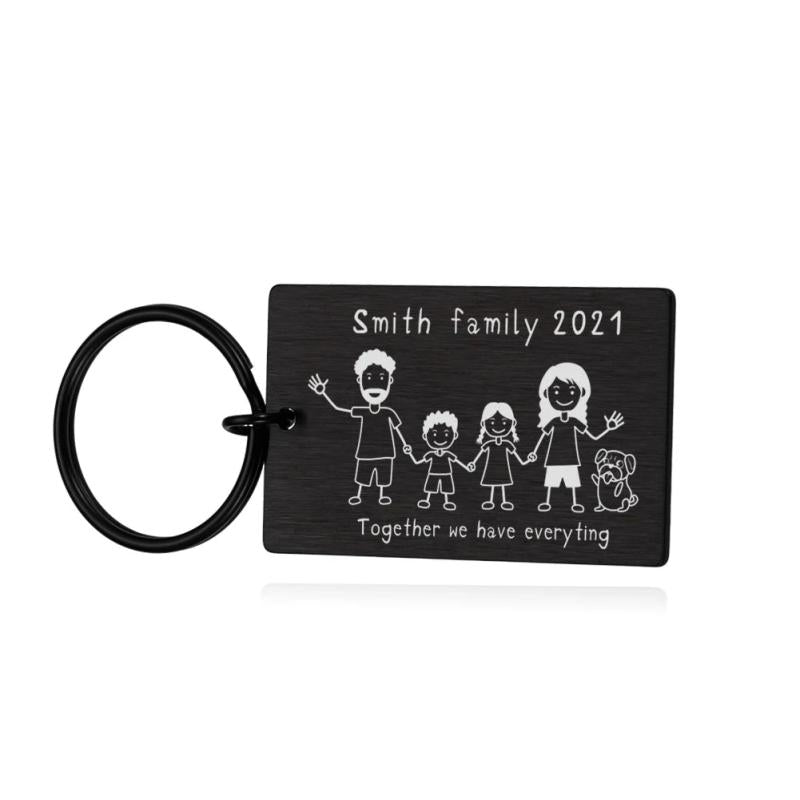 Family Name Keychain Engraved House Key Ring for Car