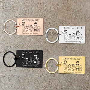 Family Name Keychain Engraved House Key Ring for Car