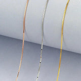 925 Silver Box Chain 40/45cm Necklace 18k/Platinum Collar LPS002