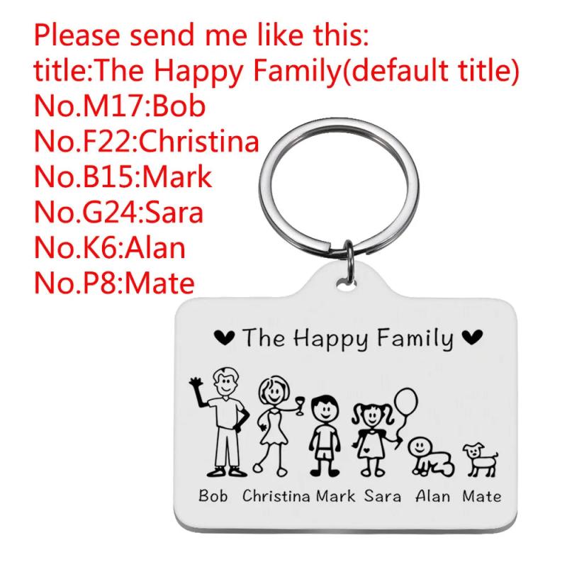 Family Love Keychain Family Member Pattern Parents Children Present Keychain