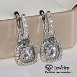 Square CZ Clip Earrings Bridal Wedding CCE724